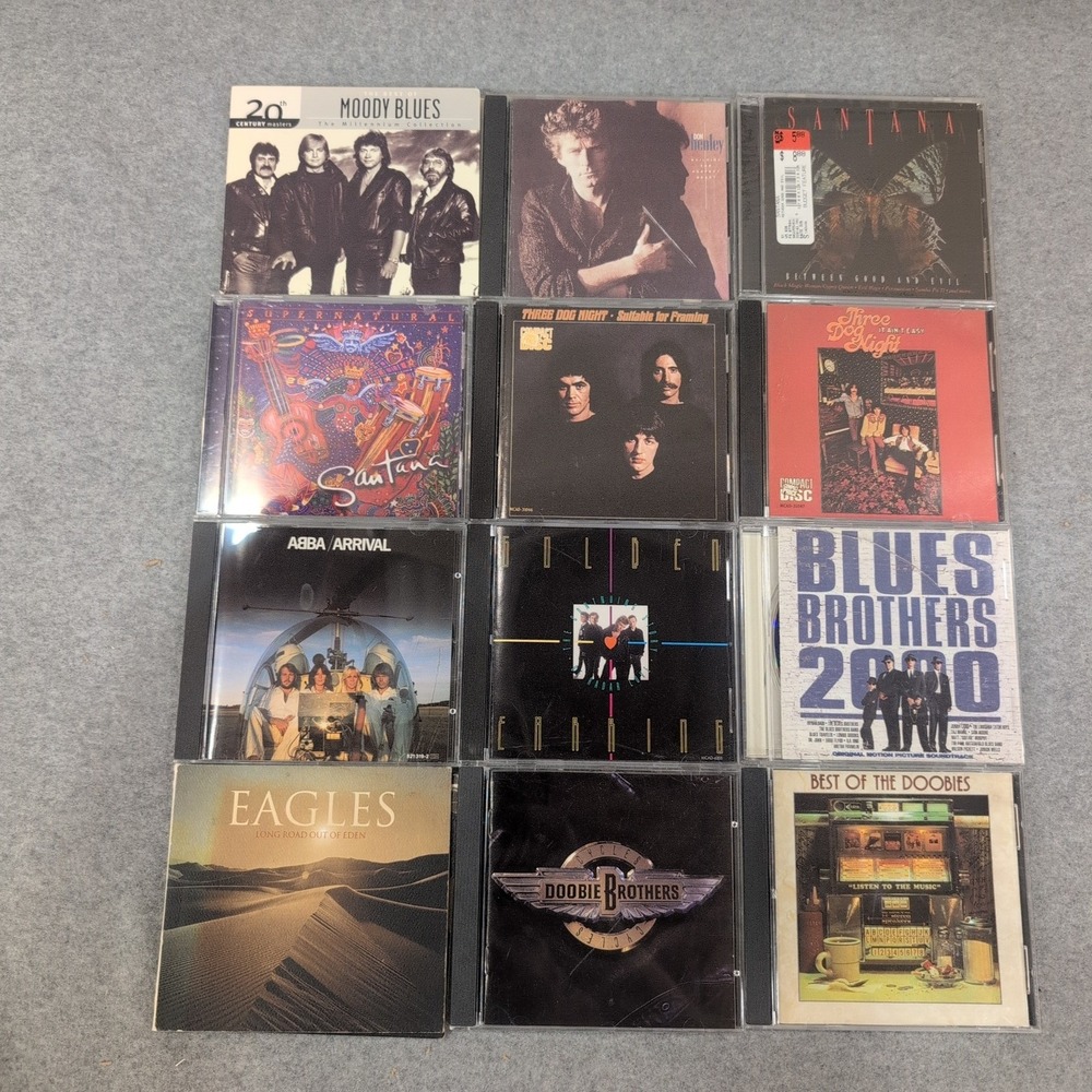 12 CD Lot 70s 80s Rock Santana Eagles ABBA Moody Blues Doobie Bros Don Henley - Picture 1 of 2